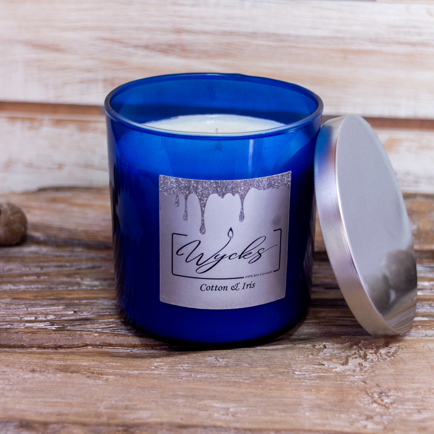 Cotton & Iris Cobalt Blue Jar